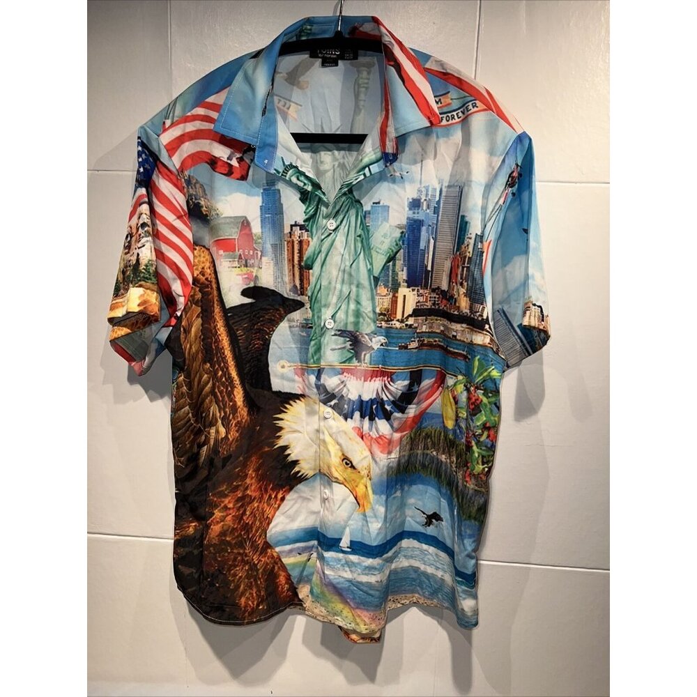 YOINS XXL US 16 MEN Multicolored CASUAL‎  Short  SLEEVE Button Down SHIRT